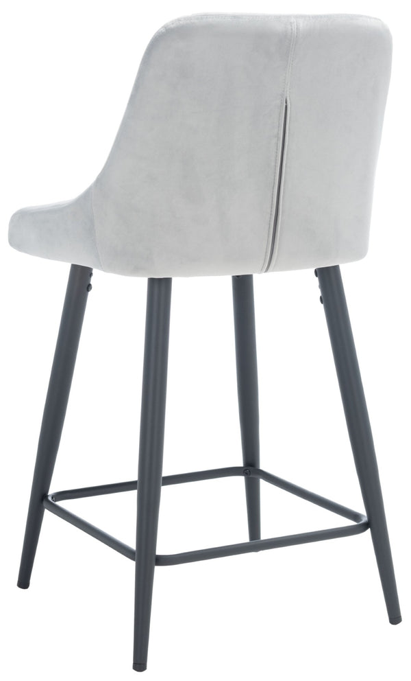 Safavieh Helga Counter Stool - Mid-Century Modern Velvet Elegance With Sculptural Design For Stylish Seating Light Grey / Black BST7501B