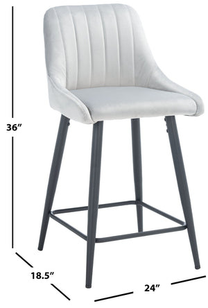Safavieh Helga Counter Stool - Mid-Century Modern Velvet Elegance With Sculptural Design For Stylish Seating Light Grey / Black BST7501B