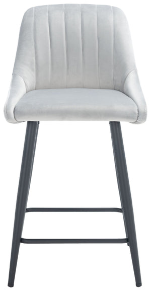 Safavieh Helga Counter Stool - Mid-Century Modern Velvet Elegance With Sculptural Design For Stylish Seating Light Grey / Black BST7501B