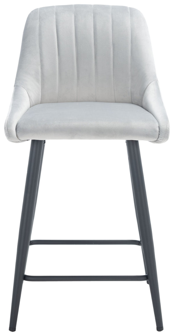 Safavieh Helga Counter Stool - Mid-Century Modern Velvet Elegance With Sculptural Design For Stylish Seating Light Grey / Black BST7501B