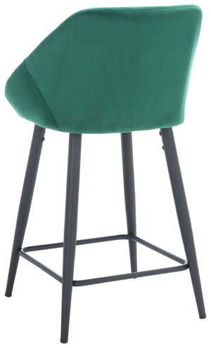 Safavieh Zorica Counter Stool - Plush Emerald Velvet With Stiletto Black Legs For Retro Glamour & Comfort BST7502C