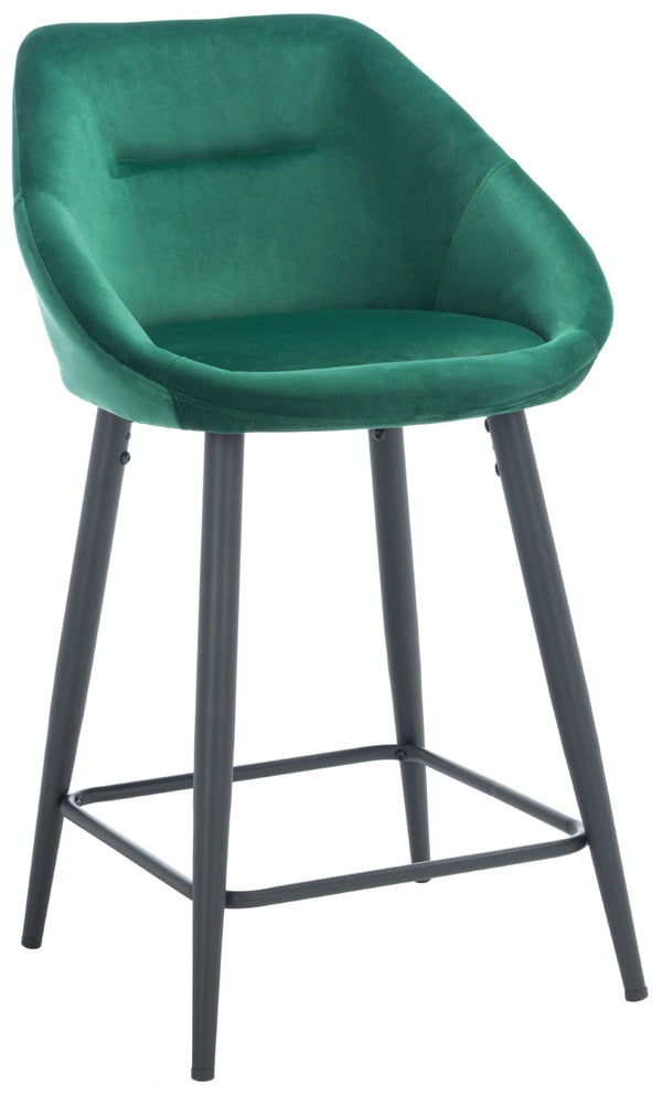 Safavieh Zorica Counter Stool - Plush Emerald Velvet With Stiletto Black Legs For Retro Glamour & Comfort BST7502C