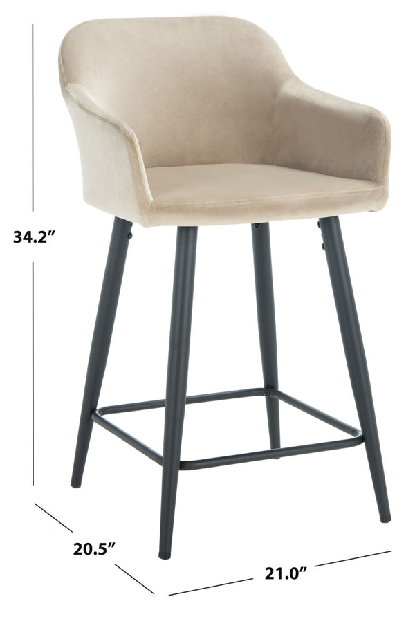 Safavieh Cataleya Counter Stool - Plush Velvet Elegance With Angled Legs For Stylish Kitchen Seating Taupe / Black BST7503A