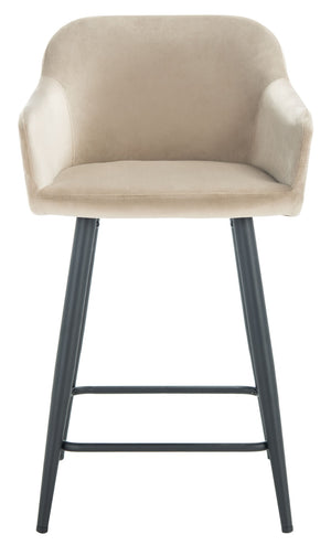 Safavieh Cataleya Counter Stool - Plush Velvet Elegance With Angled Legs For Stylish Kitchen Seating Taupe / Black BST7503A