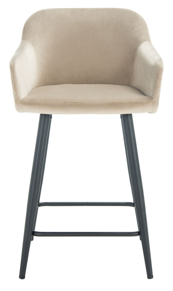 Safavieh Cataleya Counter Stool - Plush Velvet Elegance With Angled Legs For Stylish Kitchen Seating Taupe / Black BST7503A