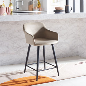 Safavieh Cataleya Counter Stool - Plush Velvet Elegance With Angled Legs For Stylish Kitchen Seating Taupe / Black BST7503A