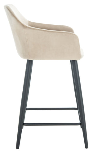 Safavieh Cataleya Counter Stool - Plush Velvet Elegance With Angled Legs For Stylish Kitchen Seating Taupe / Black BST7503A