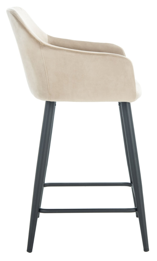 Safavieh Cataleya Counter Stool - Plush Velvet Elegance With Angled Legs For Stylish Kitchen Seating Taupe / Black BST7503A