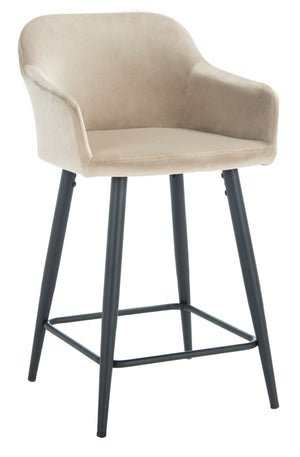 Safavieh Cataleya Counter Stool - Plush Velvet Elegance With Angled Legs For Stylish Kitchen Seating Taupe / Black BST7503A
