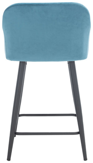 Safavieh Cataleya Counter Stool - Plush Velvet Elegance With Angled Legs For Stylish Kitchen Seating Denim Blue / Black BST7503B