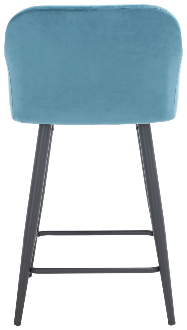 Safavieh Cataleya Counter Stool - Plush Velvet Elegance With Angled Legs For Stylish Kitchen Seating Denim Blue / Black BST7503B