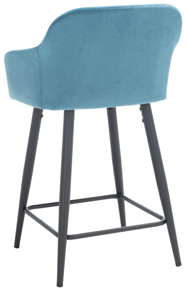 Safavieh Cataleya Counter Stool - Plush Velvet Elegance With Angled Legs For Stylish Kitchen Seating Denim Blue / Black BST7503B
