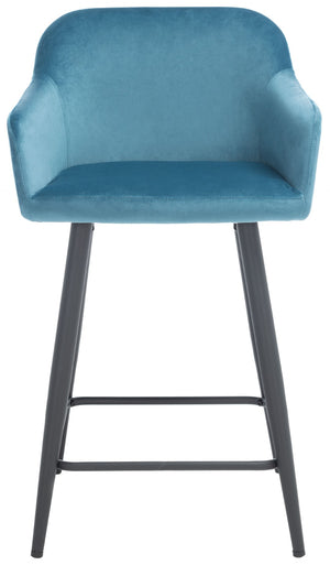 Safavieh Cataleya Counter Stool - Plush Velvet Elegance With Angled Legs For Stylish Kitchen Seating Denim Blue / Black BST7503B