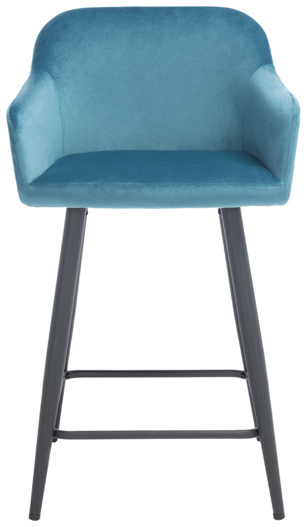 Safavieh Cataleya Counter Stool - Plush Velvet Elegance With Angled Legs For Stylish Kitchen Seating Denim Blue / Black BST7503B