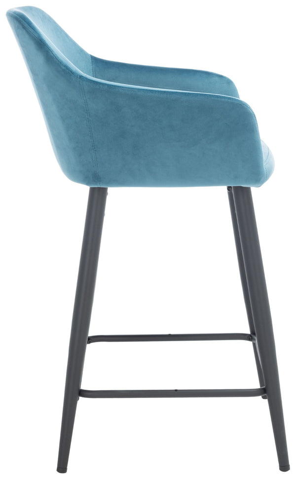 Safavieh Cataleya Counter Stool - Plush Velvet Elegance With Angled Legs For Stylish Kitchen Seating Denim Blue / Black BST7503B