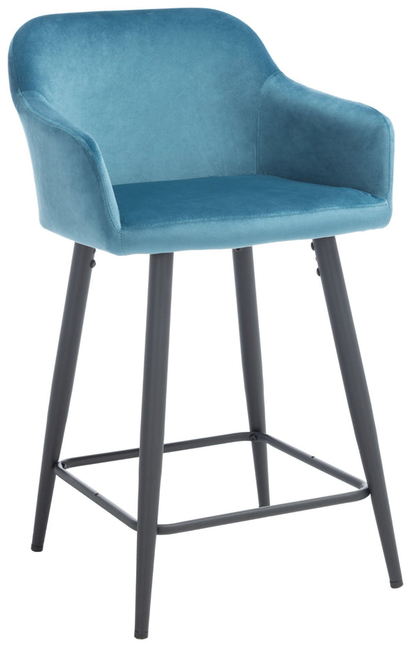 Safavieh Cataleya Counter Stool - Plush Velvet Elegance With Angled Legs For Stylish Kitchen Seating Denim Blue / Black BST7503B