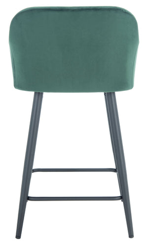 Safavieh Cataleya Counter Stool - Plush Velvet Elegance With Angled Legs For Stylish Kitchen Seating Malachite Green / Black BST7503C
