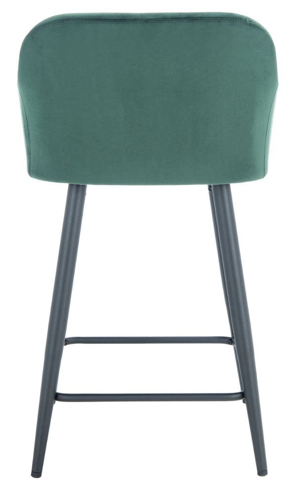 Safavieh Cataleya Counter Stool - Plush Velvet Elegance With Angled Legs For Stylish Kitchen Seating Malachite Green / Black BST7503C