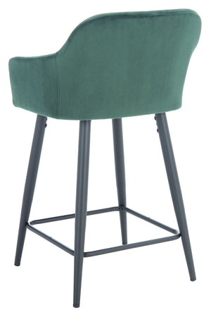 Safavieh Cataleya Counter Stool - Plush Velvet Elegance With Angled Legs For Stylish Kitchen Seating Malachite Green / Black BST7503C