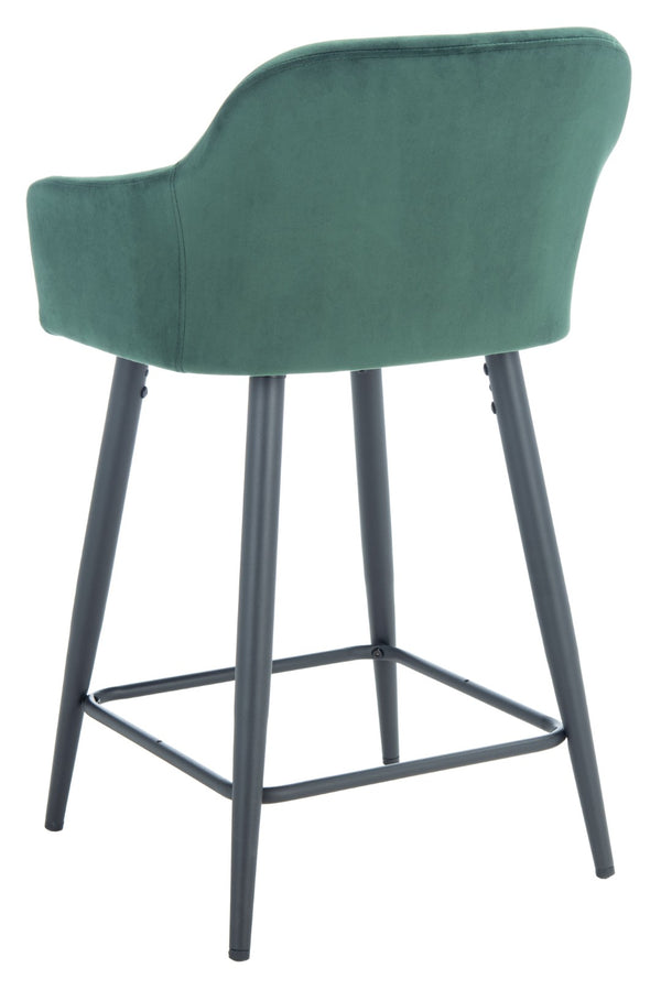 Safavieh Cataleya Counter Stool - Plush Velvet Elegance With Angled Legs For Stylish Kitchen Seating Malachite Green / Black BST7503C