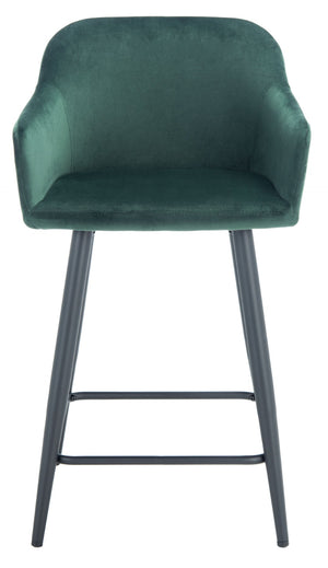 Safavieh Cataleya Counter Stool - Plush Velvet Elegance With Angled Legs For Stylish Kitchen Seating Malachite Green / Black BST7503C