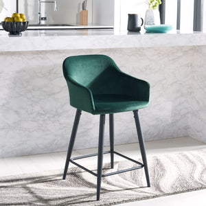 Safavieh Cataleya Counter Stool - Plush Velvet Elegance With Angled Legs For Stylish Kitchen Seating Malachite Green / Black BST7503C
