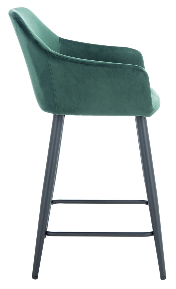 Safavieh Cataleya Counter Stool - Plush Velvet Elegance With Angled Legs For Stylish Kitchen Seating Malachite Green / Black BST7503C