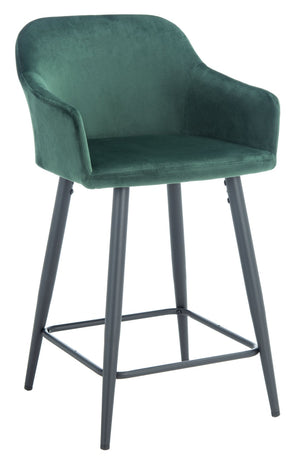 Safavieh Cataleya Counter Stool - Plush Velvet Elegance With Angled Legs For Stylish Kitchen Seating Malachite Green / Black BST7503C