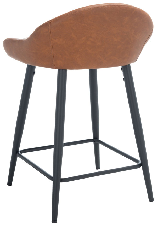 Safavieh Anson Counter Stool - Modern Minimalist Design With Luxurious Vegan Leather And Durable Supportive Frame Cigar / Black BST7504A