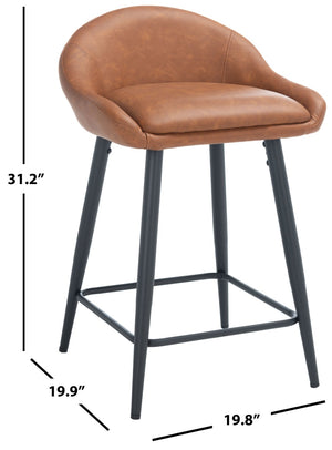 Safavieh Anson Counter Stool - Modern Minimalist Design With Luxurious Vegan Leather And Durable Supportive Frame Cigar / Black BST7504A