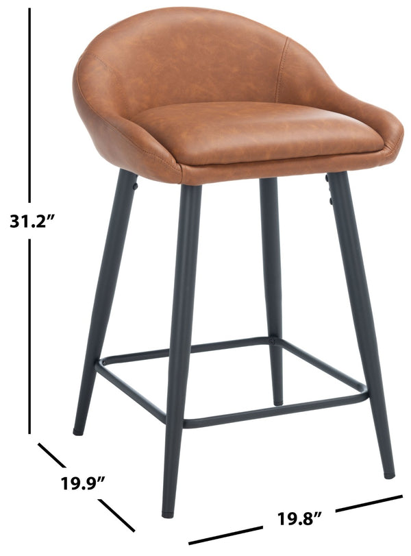Safavieh Anson Counter Stool - Modern Minimalist Design With Luxurious Vegan Leather And Durable Supportive Frame Cigar / Black BST7504A