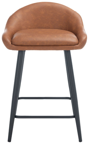 Safavieh Anson Counter Stool - Modern Minimalist Design With Luxurious Vegan Leather And Durable Supportive Frame Cigar / Black BST7504A