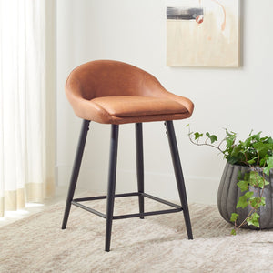 Safavieh Anson Counter Stool - Modern Minimalist Design With Luxurious Vegan Leather And Durable Supportive Frame Cigar / Black BST7504A