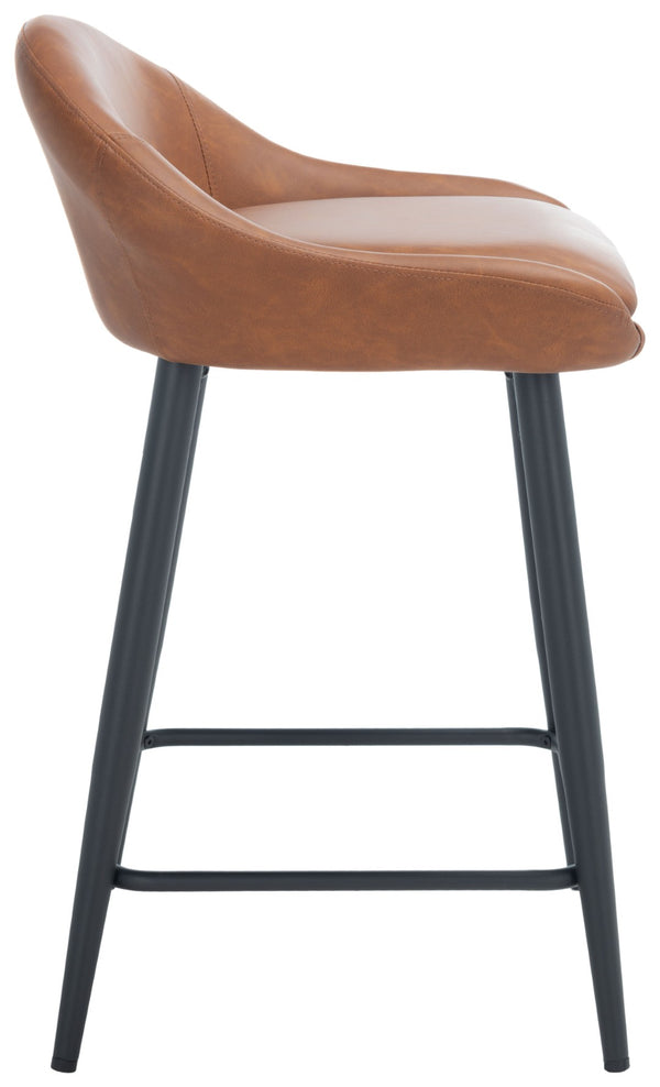Safavieh Anson Counter Stool - Modern Minimalist Design With Luxurious Vegan Leather And Durable Supportive Frame Cigar / Black BST7504A