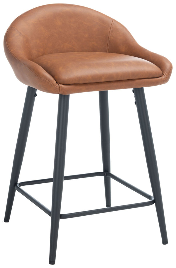 Safavieh Anson Counter Stool - Modern Minimalist Design With Luxurious Vegan Leather And Durable Supportive Frame Cigar / Black BST7504A