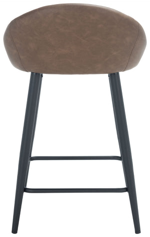 Safavieh Anson Counter Stool - Modern Minimalist Design With Luxurious Vegan Leather And Durable Supportive Frame Saddle / Black BST7504B