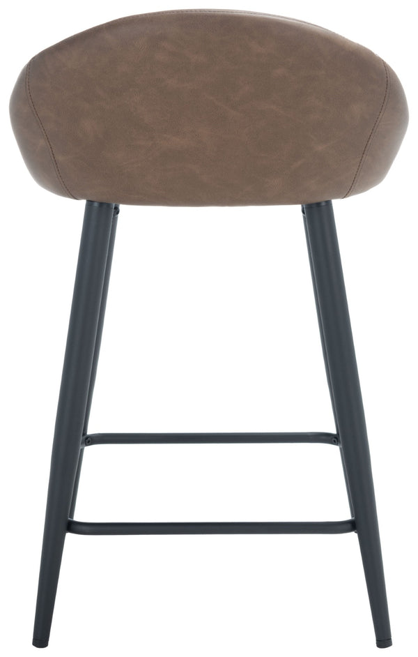 Safavieh Anson Counter Stool - Modern Minimalist Design With Luxurious Vegan Leather And Durable Supportive Frame Saddle / Black BST7504B