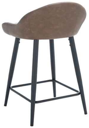 Safavieh Anson Counter Stool - Modern Minimalist Design With Luxurious Vegan Leather And Durable Supportive Frame Saddle / Black BST7504B