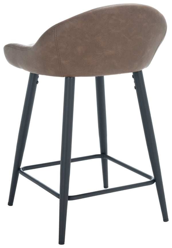 Safavieh Anson Counter Stool - Modern Minimalist Design With Luxurious Vegan Leather And Durable Supportive Frame Saddle / Black BST7504B