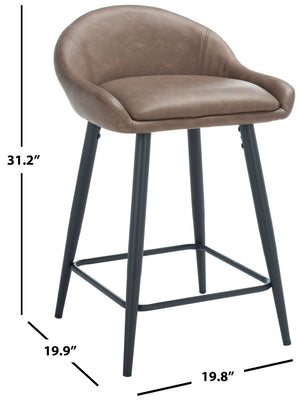 Safavieh Anson Counter Stool - Modern Minimalist Design With Luxurious Vegan Leather And Durable Supportive Frame Saddle / Black BST7504B