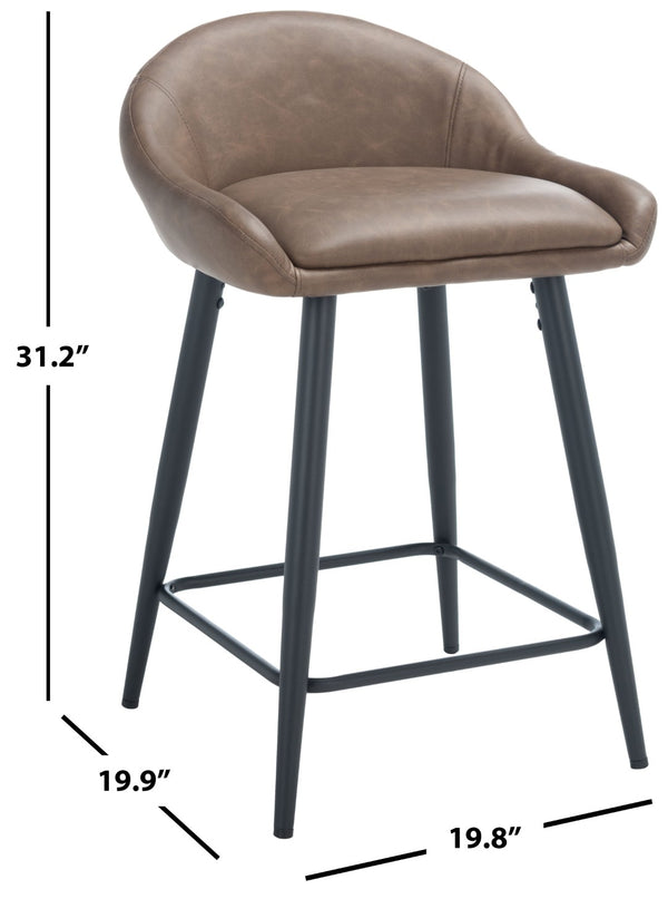 Safavieh Anson Counter Stool - Modern Minimalist Design With Luxurious Vegan Leather And Durable Supportive Frame Saddle / Black BST7504B