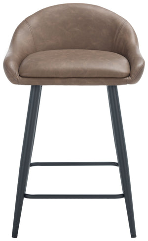 Safavieh Anson Counter Stool - Modern Minimalist Design With Luxurious Vegan Leather And Durable Supportive Frame Saddle / Black BST7504B