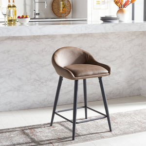 Safavieh Anson Counter Stool - Modern Minimalist Design With Luxurious Vegan Leather And Durable Supportive Frame Saddle / Black BST7504B