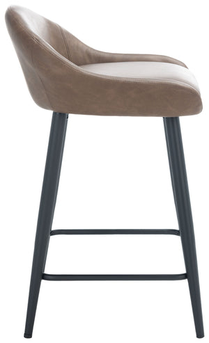 Safavieh Anson Counter Stool - Modern Minimalist Design With Luxurious Vegan Leather And Durable Supportive Frame Saddle / Black BST7504B