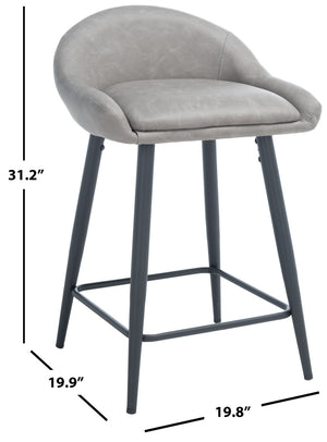 Safavieh Anson Counter Stool - Modern Minimalist Design With Luxurious Vegan Leather And Durable Supportive Frame Grey / Black BST7504C