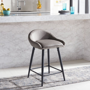 Safavieh Anson Counter Stool - Modern Minimalist Design With Luxurious Vegan Leather And Durable Supportive Frame Grey / Black BST7504C