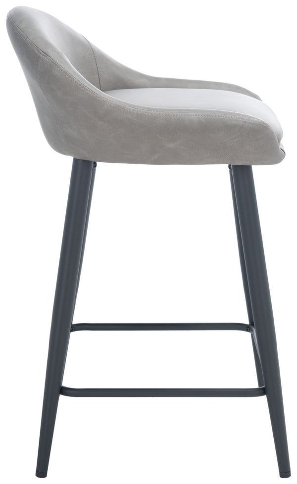 Safavieh Anson Counter Stool - Modern Minimalist Design With Luxurious Vegan Leather And Durable Supportive Frame Grey / Black BST7504C