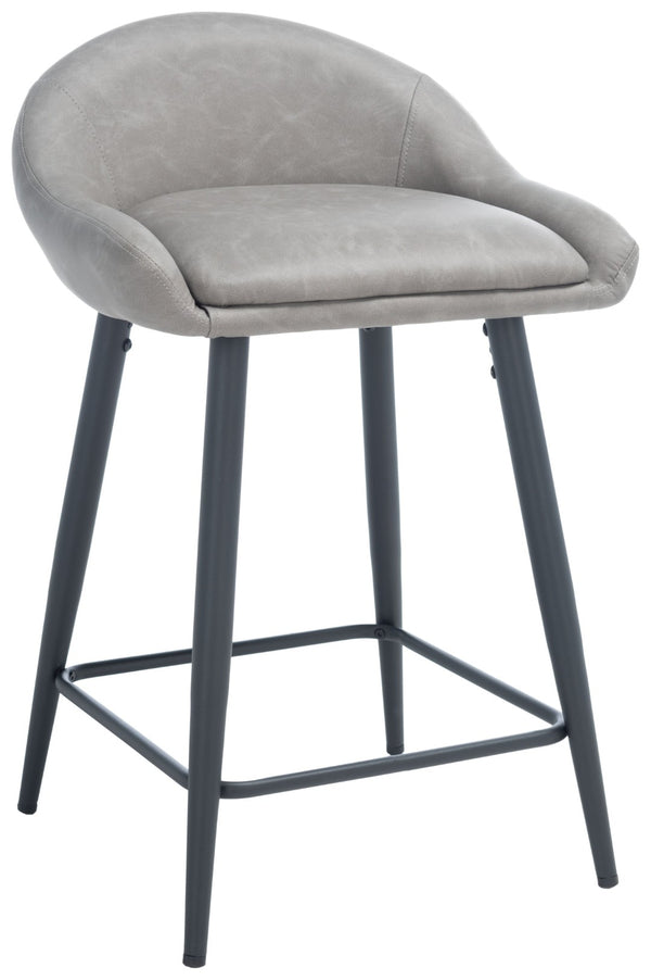 Safavieh Anson Counter Stool - Modern Minimalist Design With Luxurious Vegan Leather And Durable Supportive Frame Grey / Black BST7504C