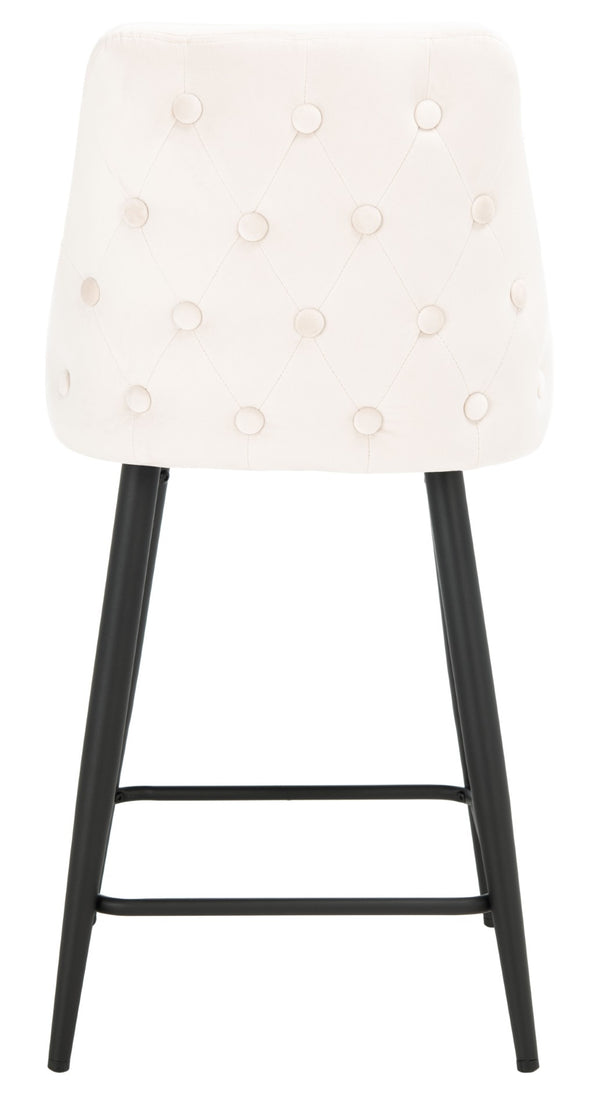 Safavieh Kelsey Counter Stool - Modern Glam Velvet Upholstered Seat With Open-Leg Design For Stylish Comfort Beige / Black BST7505A