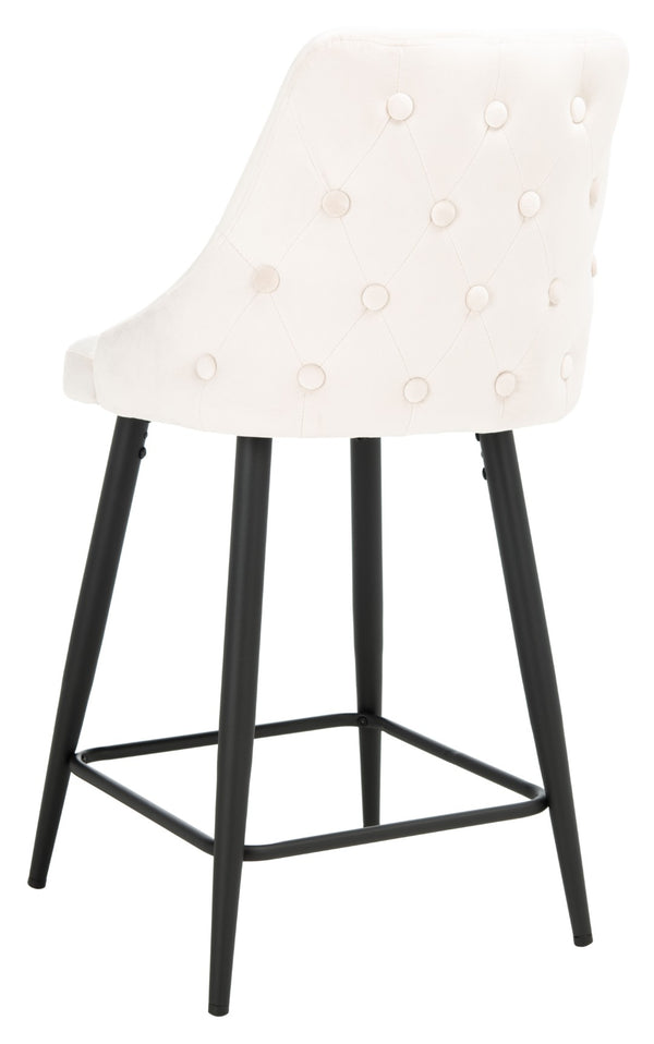 Safavieh Kelsey Counter Stool - Modern Glam Velvet Upholstered Seat With Open-Leg Design For Stylish Comfort Beige / Black BST7505A